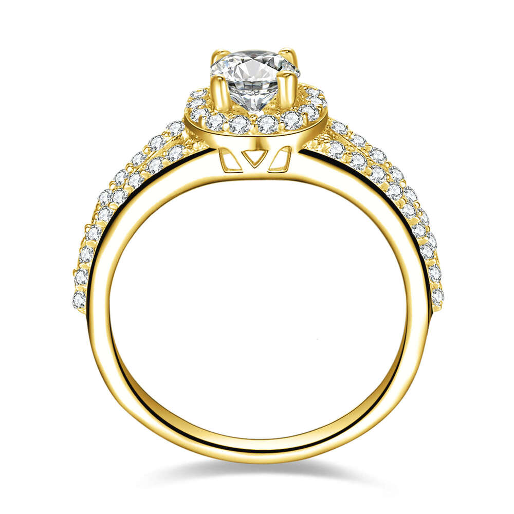 0.5 fashion Full Diamond Imitation Moissanite For Women, Light Luxury High-End Feel, Surround Zirconia Ring 19B