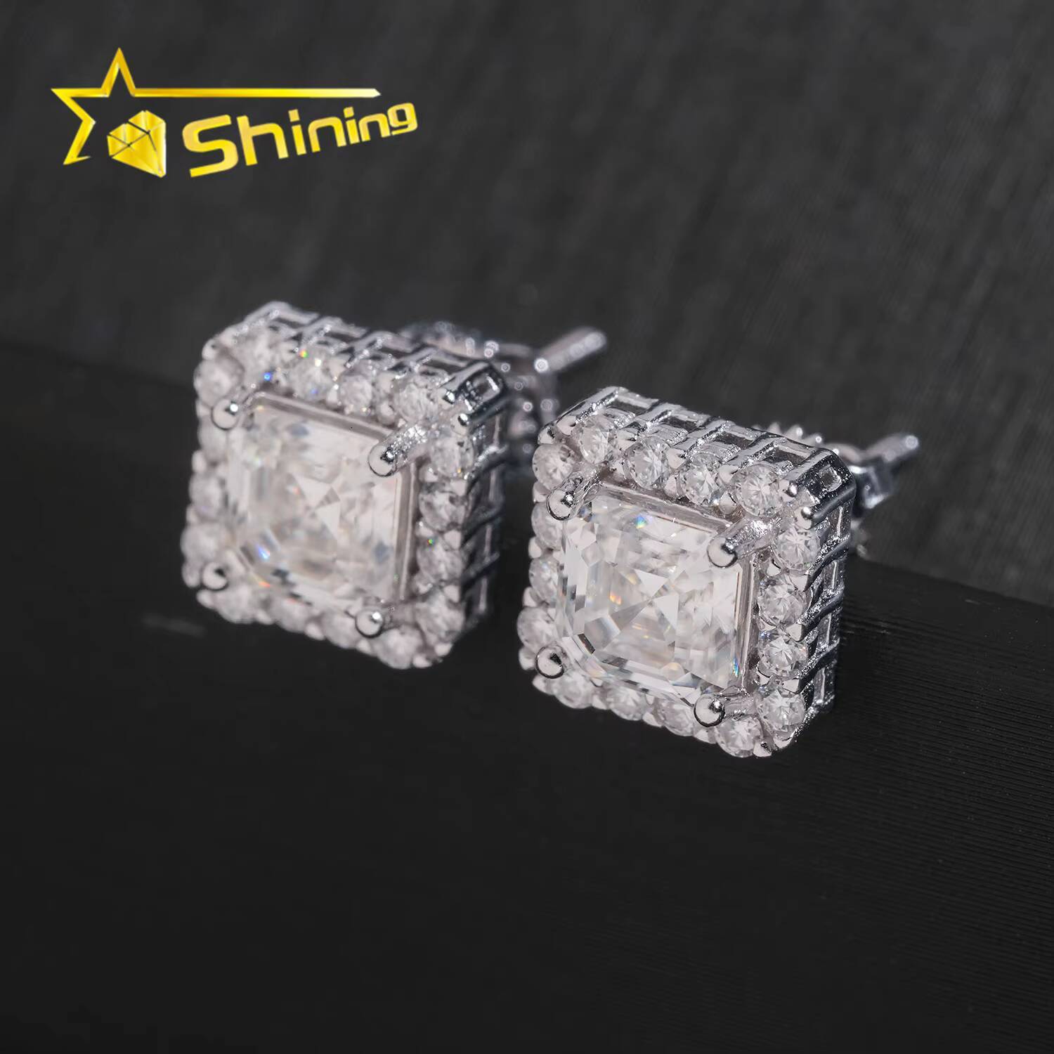 New Style GRA Certified Pass Diamond Tester VVS Diamond Earrings Silver 925 Hip Hop Moissanite Stud Earrings