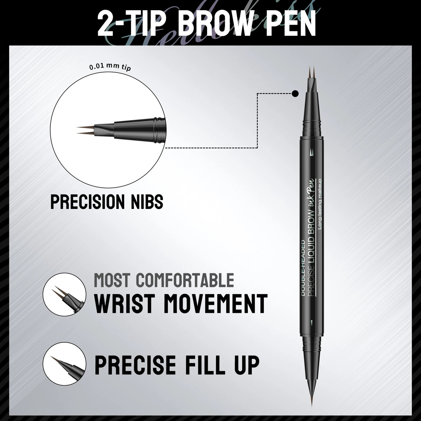 Dual-Ended Forked Tip Eyebrow Pencil with Brush 2-in-1 Waterproof and Smudge-Proof Precise Definition for Natural Looking Brow 250712