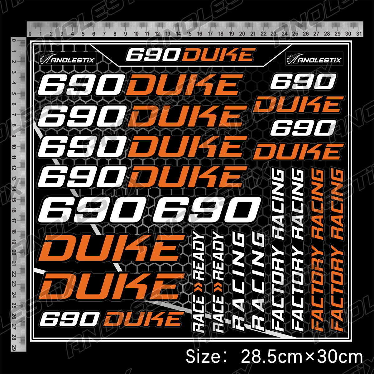 AnoleStix Vinyl Motocross Motorcycle Stickers Logo Set Emblem Tank Helmet Decals For KTM Duke 690
