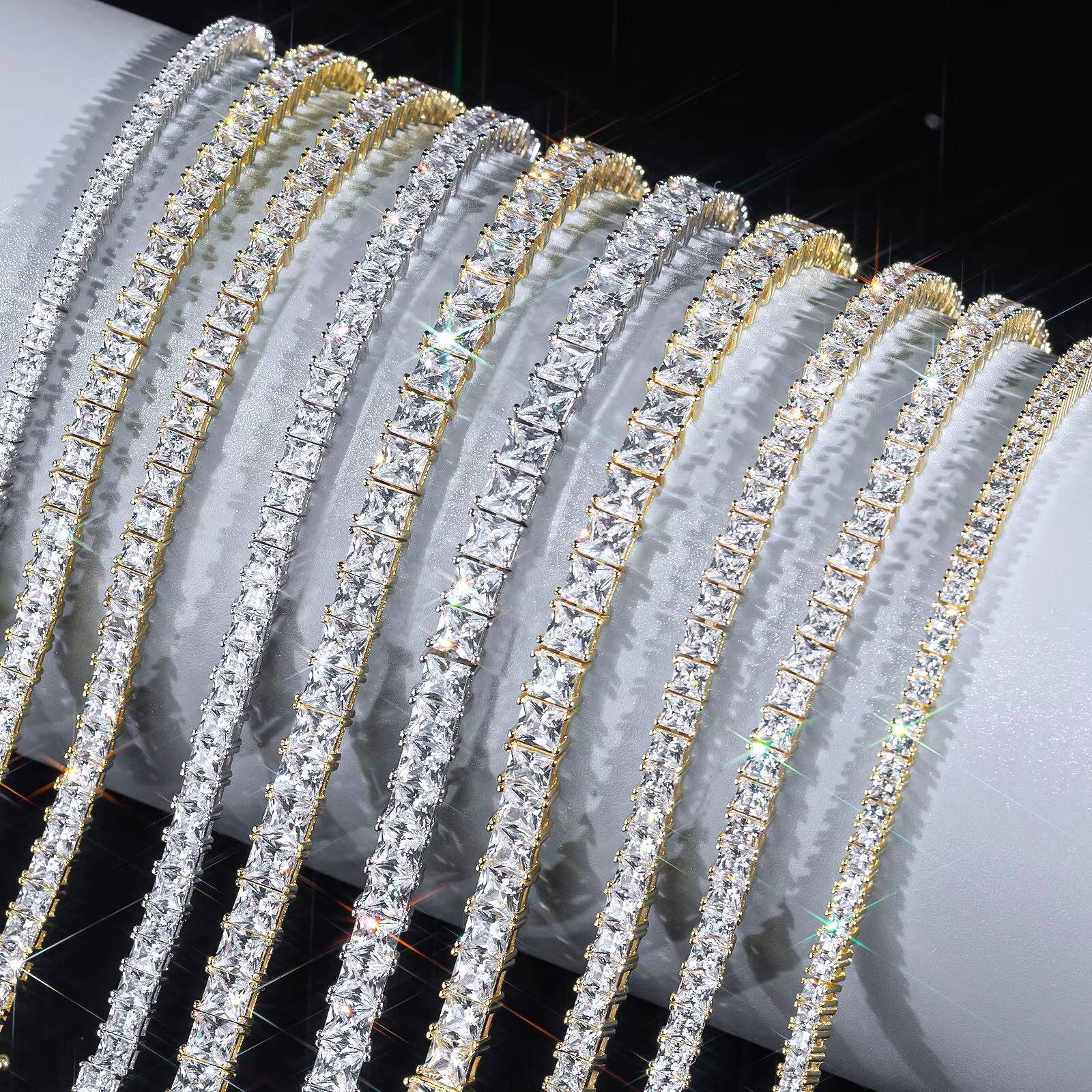 2mm 3mm 4mm 5mm VVS Moissanite Tennis Chain 925 Sterling Silver White Gold Plated Women Men Jewelry Diamond Bracelet Necklace