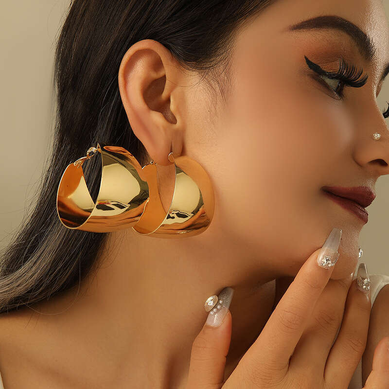 Light Trendy Geometric Circle for Women, Internet Celebrity Style, Elegant Small Niche Drop Earrings