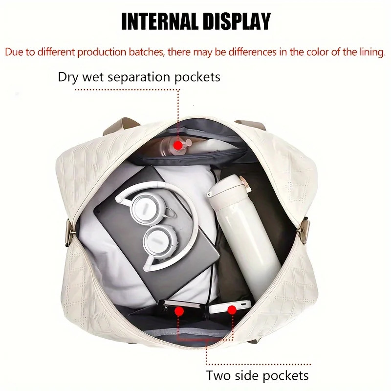 Duffel Bag Large Capacity Handbag Shoulder Crossbody Tote Bag With Dry Wet Separation Dual Side Pockets For Travel Gym 250714