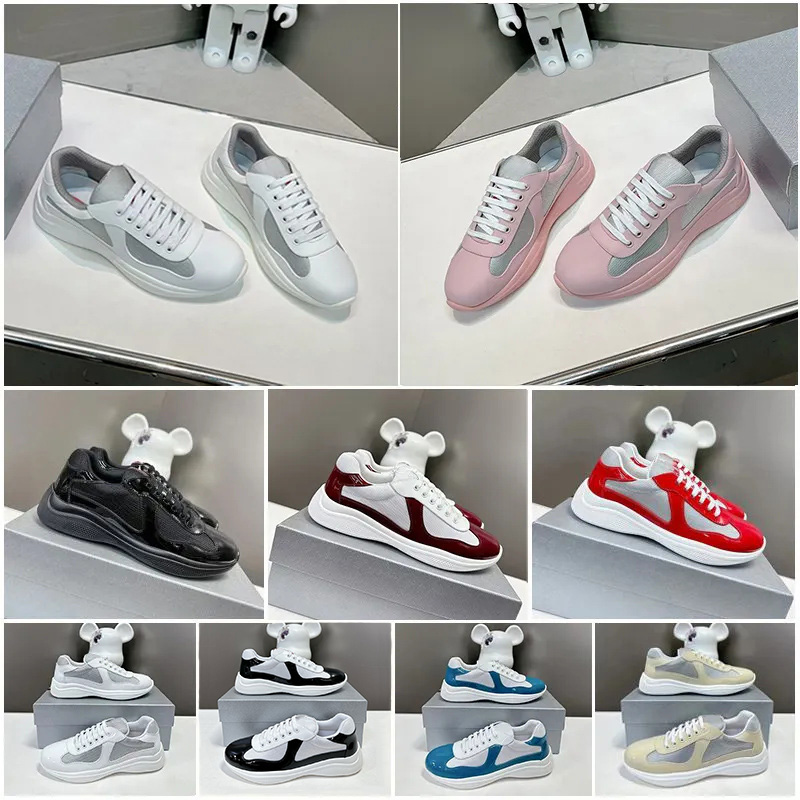 designer shoes sneakers mens womens cup shoes classic casual running shoes bright leather nylon outdoor trainers White black green yellow fashion sports trainer