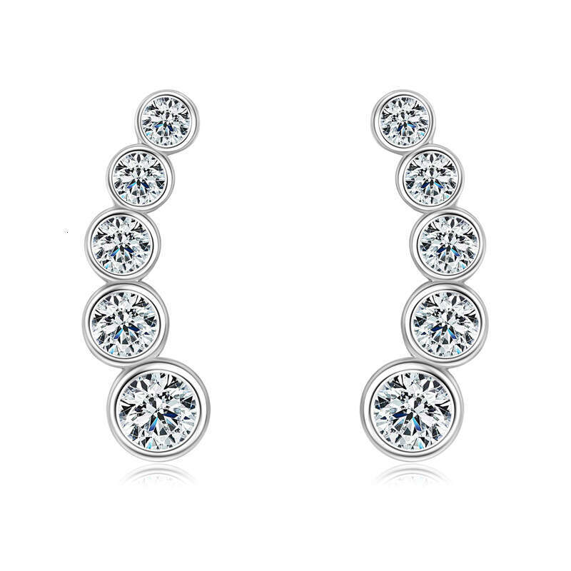 Personality Smile Arc Earrings D Color Moissanite Sterling Sier Light Niche Ear Jewelry 629