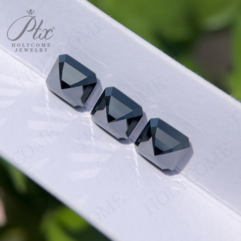 Holycome 6*6mm~12*12mm Black Color VVS1 Loose Moissanite Gemstone Factory Fine Jewelry Making Wholesale Price Asscher Cut Moissanite Diamond