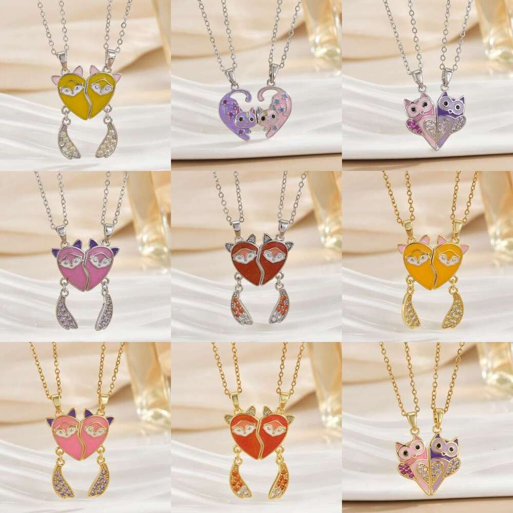 Magnetic Cute Cartoon Children's Creative Hot Selling Best Friends Necklace Pendant Jewelry 913