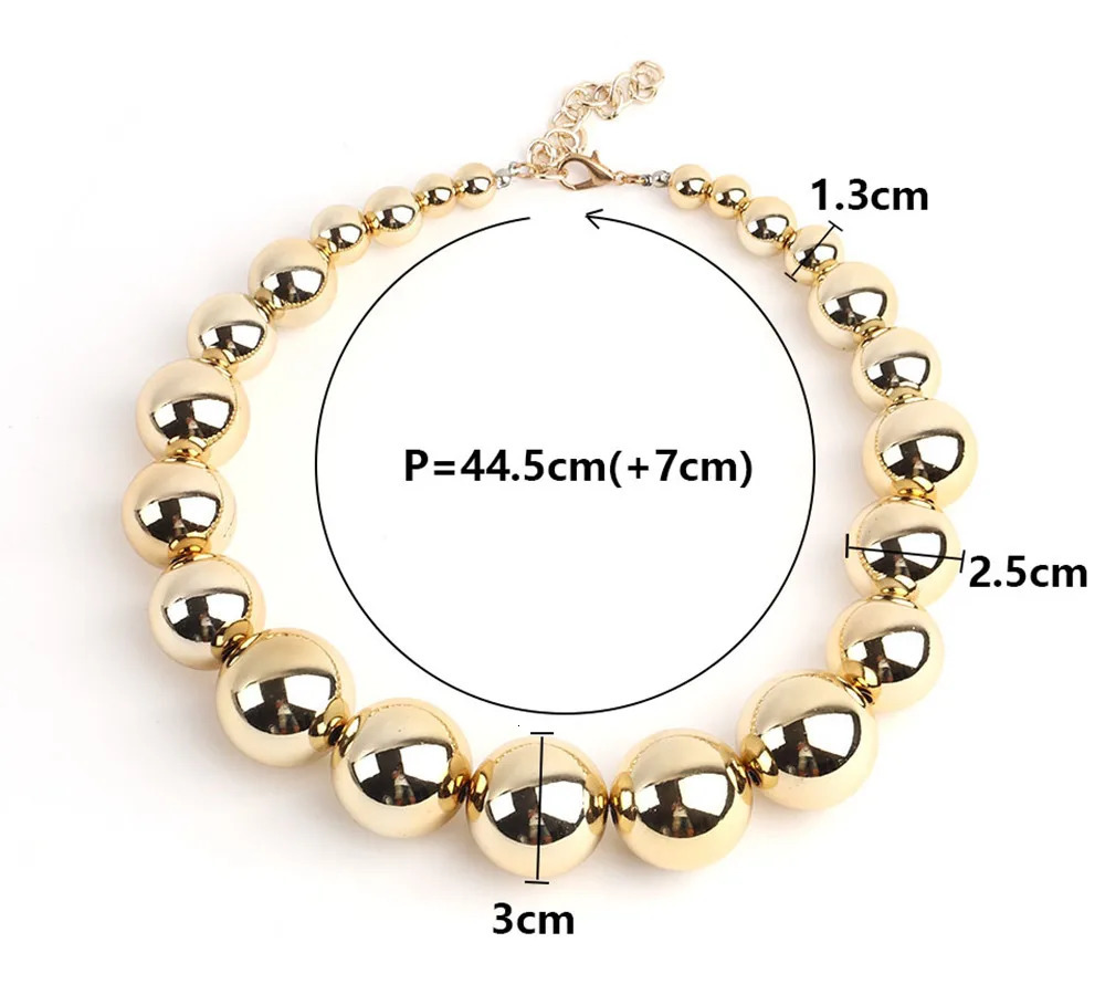 FishSheep Statement Gold Color Big Ball Choker Necklace For Women Punk Big Acrylic CCB Beads Pendants Necklaces Jewelry 250716