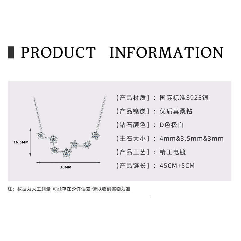 Irregular Moissanite Flower Necklace Fresh High-End Feel S Pure Sier Five Flowers Blooming Pendant New Style 22C