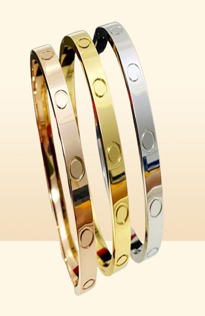 6MM Wide Stainless Steel Screwdriver Love Bracelet 14K 18K Gold Silver Plated Wedding Bangle Braclets Anniversary Commemorate Jewe9697286