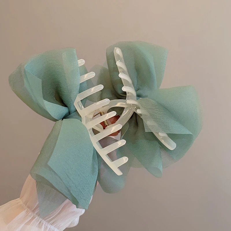 Summer Solid Color Mesh Tulle Bow Hair clips Elegant Women Ponytail Braid Hair Claw Clip Hair Clip Headwear Hair Accessories 250716