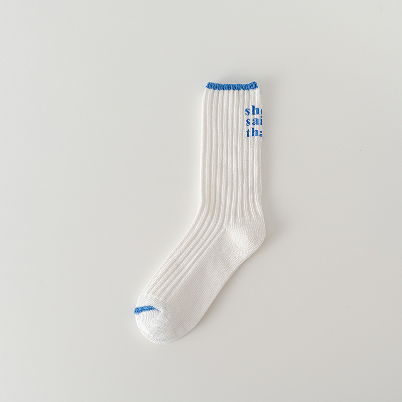 Printed Mid-Length Ins Style Thick Thread Pile Socks Letter Trendy Brand Fashion Long Tube Socks Couple Socks 240614