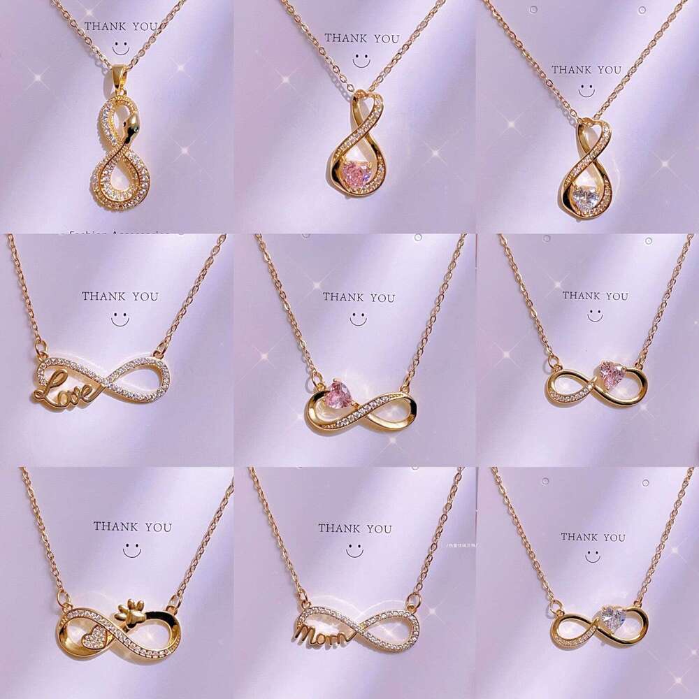 Titanium Steel Clavicle Chain Lucky 8 Pendant Necklace For Women Light Ins Style Hundred Towers Jewelry 10A