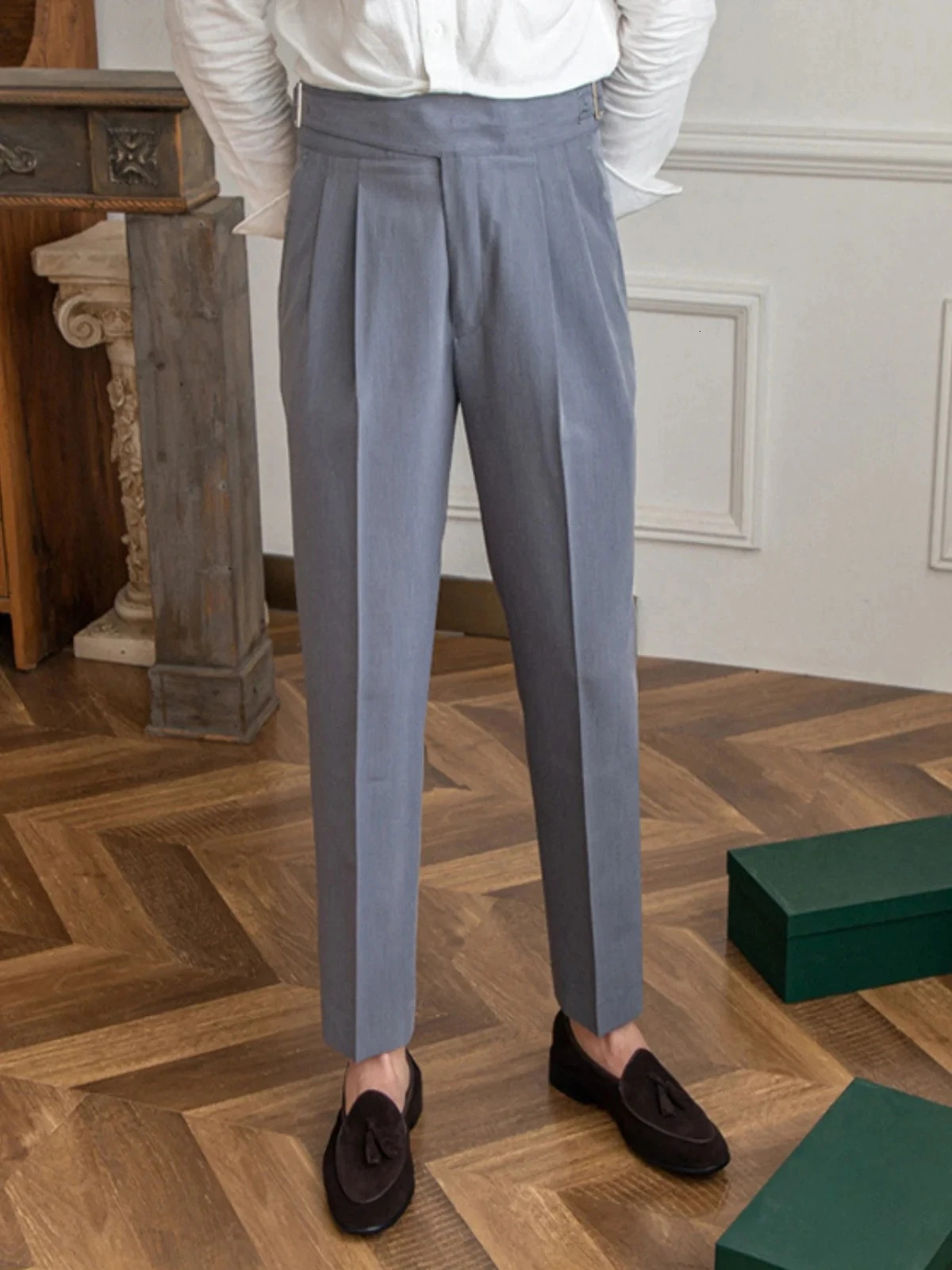 Naples Casual Business Attire Bottoms Mens Italian Gurkha Classic Trousers Adjustable Waist Comfort Fit Your Curves Suit Pants 250707