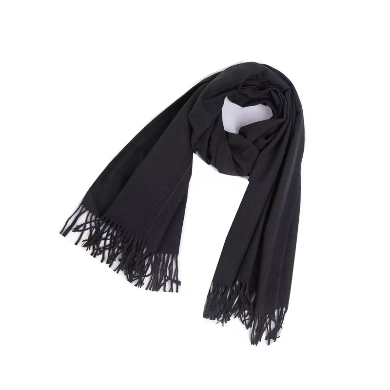 T1235 new autumn and winter scarf women's full tassel solid color scarf shawl dual use