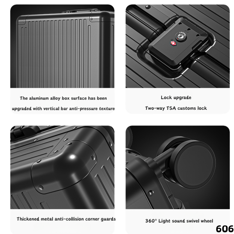 All Aluminum Travel Suitcase - Fashionable Simple Design for Men & Women