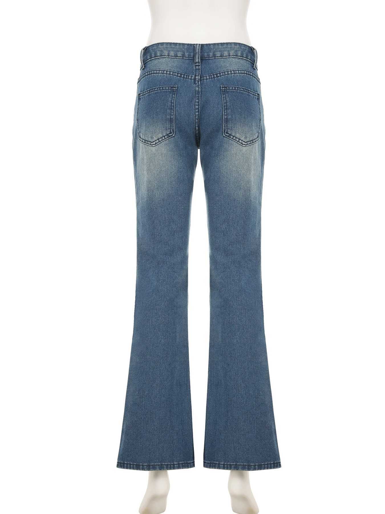 iamsure Basic Slim Flare Pants Y2K Casual Low-Waisted Jeans Women 2025 Streetwear Trousers Wide Leg Pants Holiday Capris Ladies R250716