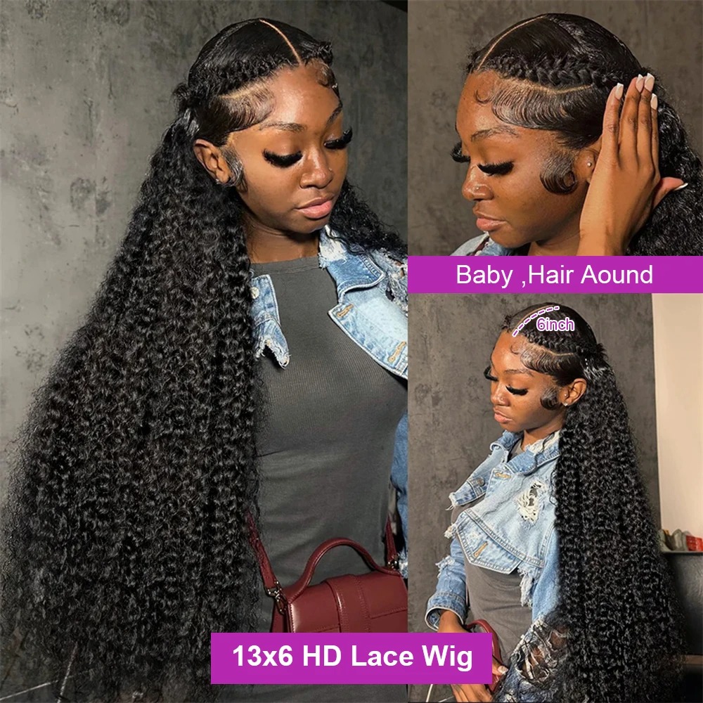 300 Density 30 36 Inch Deep Wave 13x6 HD Lace Frontal Human Hair Wig Water Curly Glueless Lace Front Wig Synthetic Human Hair For Women - view 7