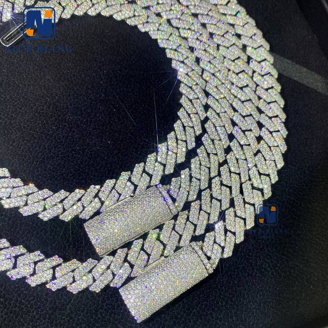 8mm 10mm Hip Hop Necklace Fashion Style S925 Vvs Moissanite Iced Out Jewelry Moissanite Diamond Cuban Link Chain