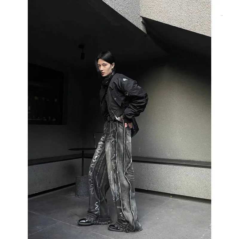 Womens Black Gothic Jeans Harajuku Y2k 90s Aesthetic Baggy Denim Trousers Korean Punk Jean Pants Vintage 2000s Trashy Clothes R250716