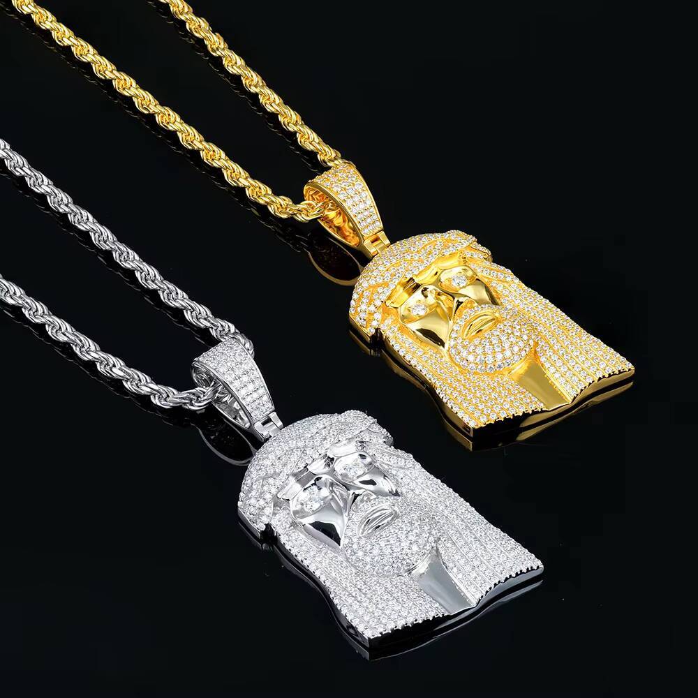 Men Women Custom Jewelry 925 Sterling Silver Chain Hip Hop Little Jesus Piece Iced Out Vvs Diamond Mossanite Moissanite Pendant