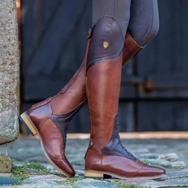 Brown Riding Boots Cowhide Dressage Jumping Boots Equestrian Unisex Reins Custom Riding Equipment Stage Role Playing Costume 250716