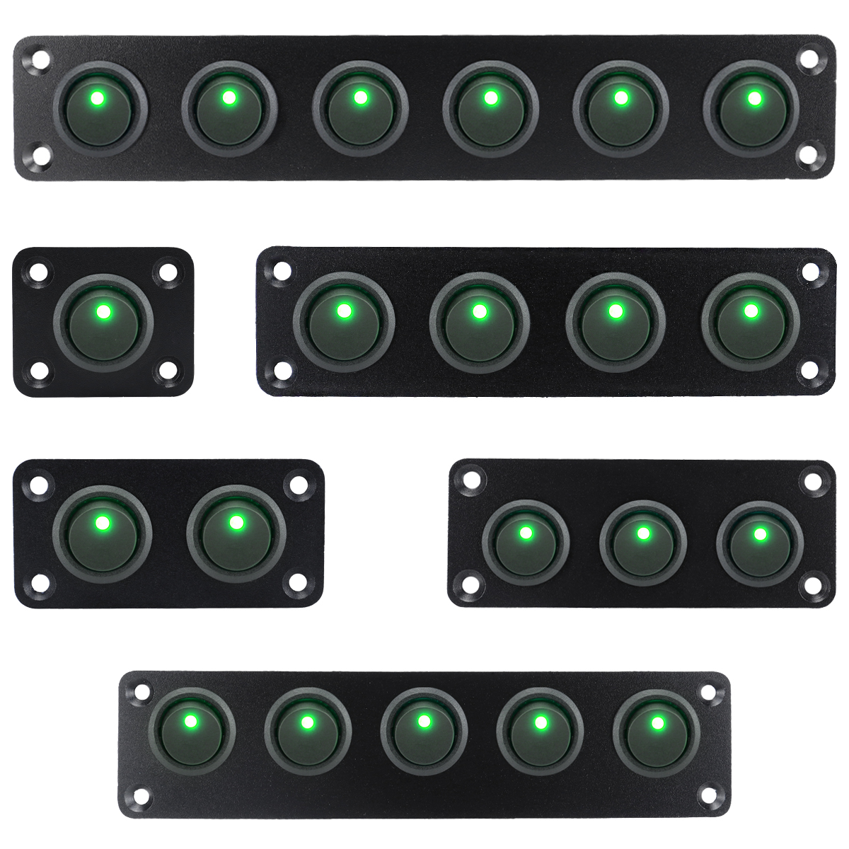Aluminum Circular Joystick Switch Panel - 3-Pin Toggle Green LED, 12V/20A, Fits Cars & Trucks