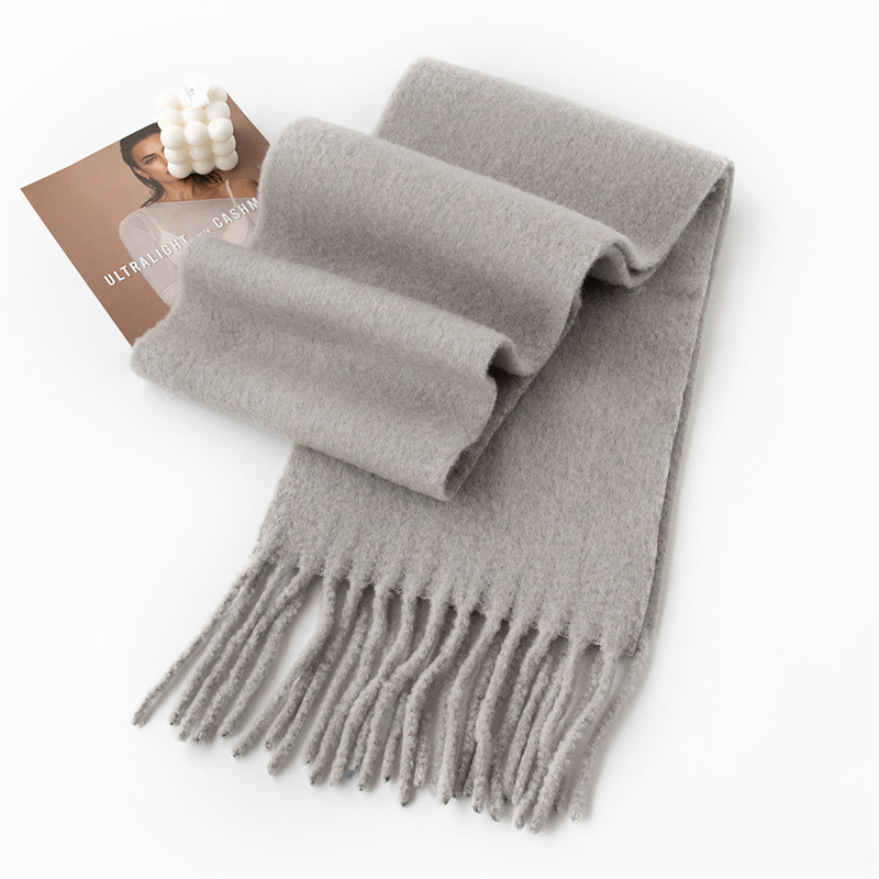 K1382 Wool scarf 2025 autumn and winter solid color versatile men and women cashmere scarf thick warm neck scarf