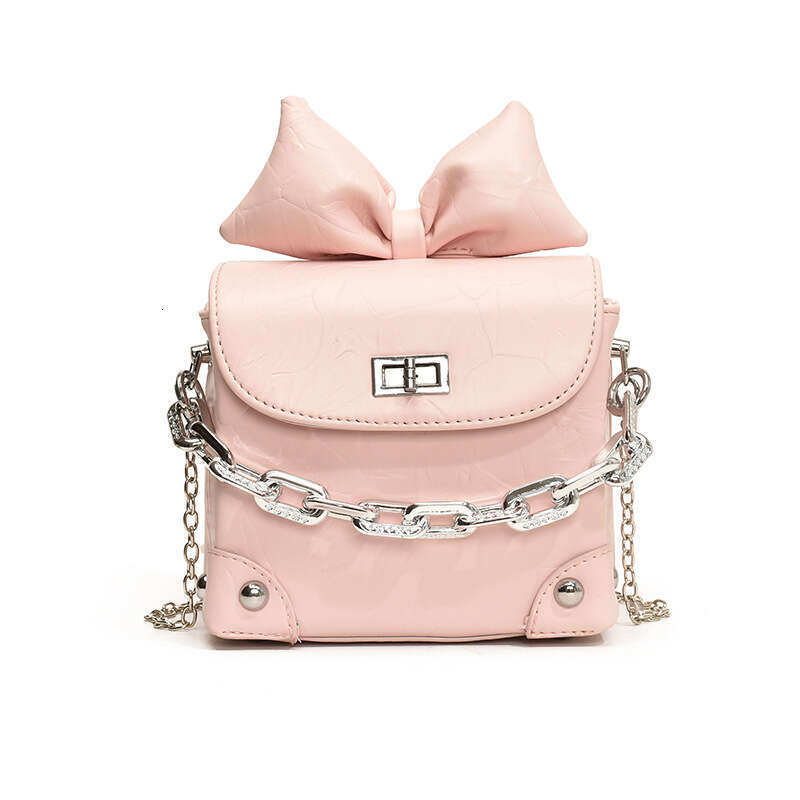 Crossbody Trendy Mini for Women New Solid Color Bow Chain Handbag Small Square Shoulder Bag