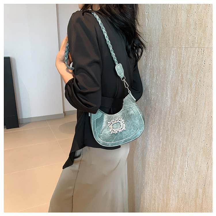 Free Shipping 2025 Summer New Designer Bag Retro Bag For Women New High-end Rhinestone Lock Buckle Saddle Bag Light Luxury Premium And High-quality Sh