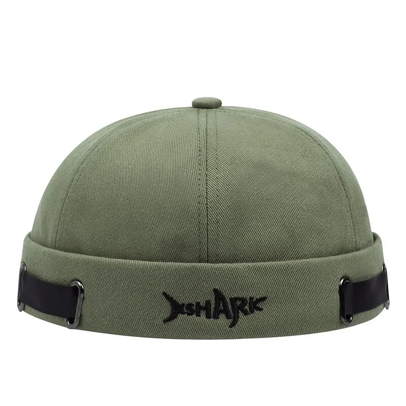 Vintage Brimless Hat Breathable Shark Beanie Hat Cotton Retro Men Adjustable Docker Cap Literary Sailor Cap Women Hip Hop Hat 250715