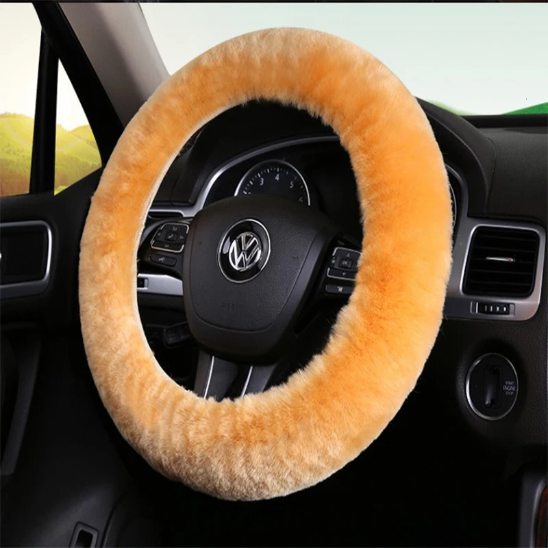 OFLBA Real Fur Car Steering Wheel Cover Auto Australian Sheepskin Steering Wheel Covers Universal Warm 250715
