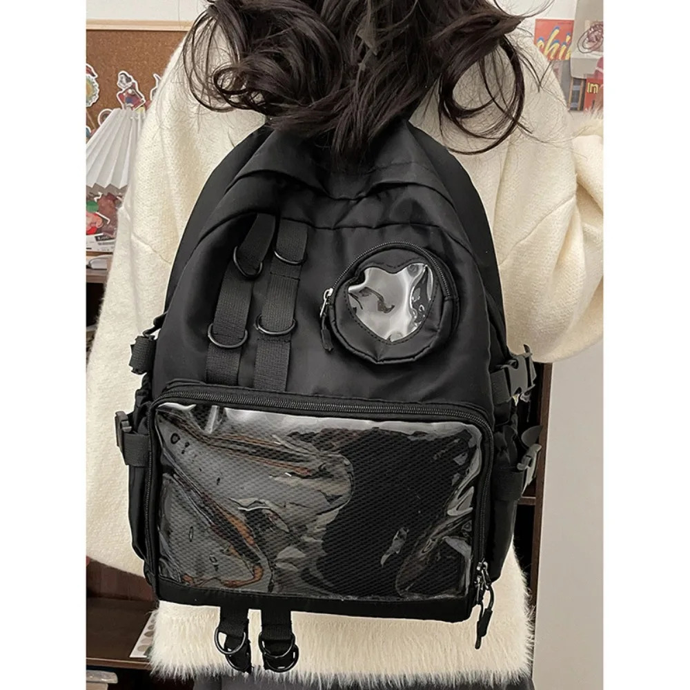 Collage Style School Bag For Teenage Girl Itabag Kawaii Backpack Transparent Love Heart JK Backpack Women 2024 Laptop Bag 250714