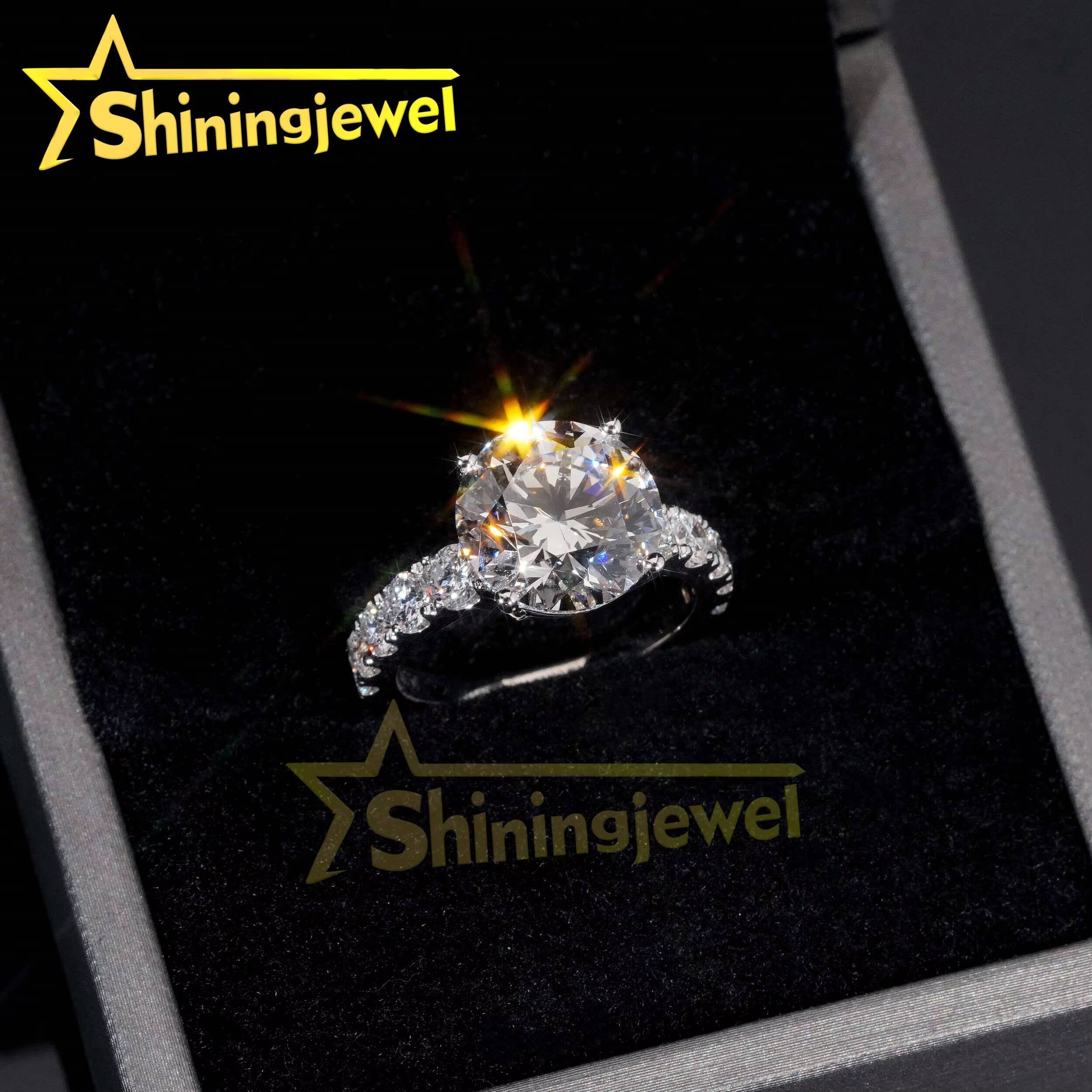 Customized 5carats Lab Diamonds10K 14K 18K Solid Gold GRA Moissanite Pass Diamond Tester Pave Band Wedding Rings Fine Jewelry