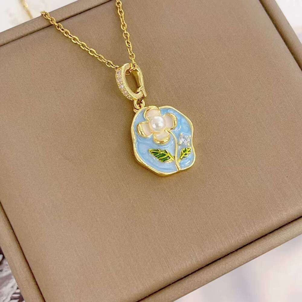 Elegant Versatile Monet Garden Freshwater Pearl Oil Painting Style DIY Handmade Necklace Pendant Universal Clasp 3D3