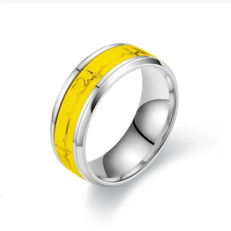 Love Heart Luminous Stainless Steel Rings For Couples Glow In Dark Fluorescent Finger Jewelry Gift Anillo 250704