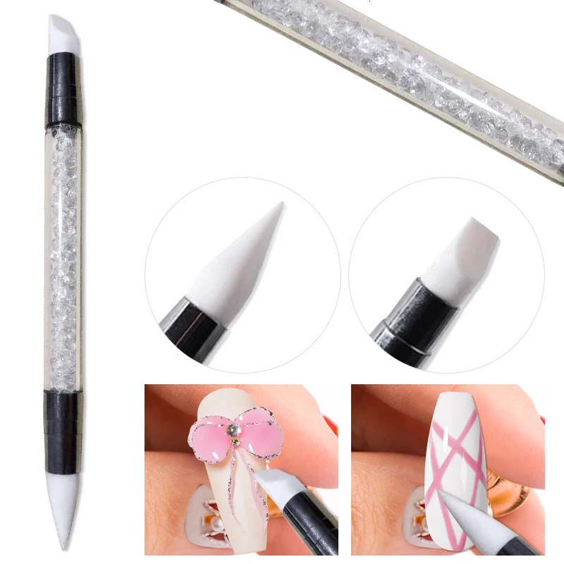 1 Pc Dual-ended Nail Art Silicone Sculpture Pen 3D Carving DIY Glitter Powder Liquid Manicure Dotting Brush Nail Tools 250716