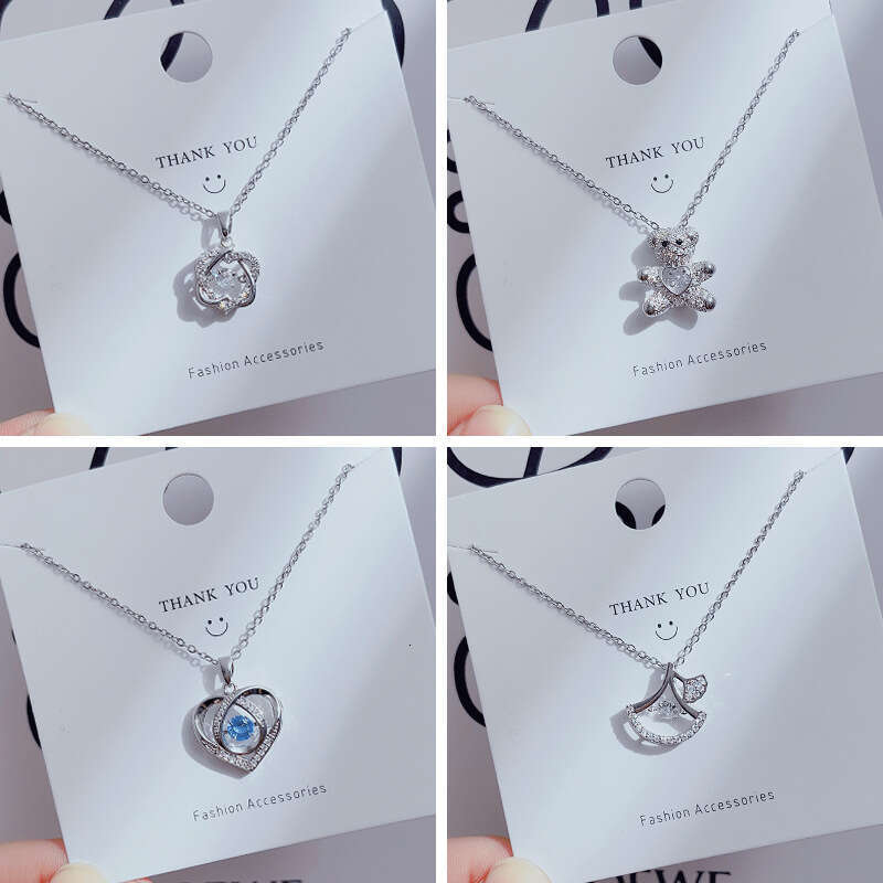 Korean Style Niche Design Smart Necklace For Women, Elegant And Simple Four-Leaf Clover Pendant Clavicle Chain Geometric Choker Jewelry 560