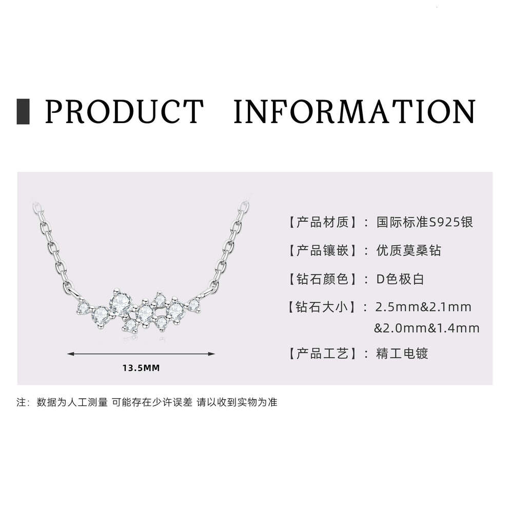 Tiktok Iuencer Same Style Cool Niche Design Moissanite Necklace For Women Starry Sky Pure Sier Collarbone Chain High-End Jewelry B53