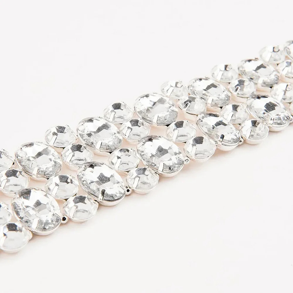 Stonefans Large Rhinestone Geometric Multi-Row Necklace Choker Irregular Crystal Collar Necklace Party Jewelry for Women 250716