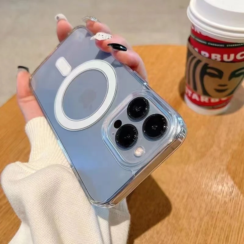 Original Transparent Magnetic Wireless Charging Animation Case for 16 15 14 13 12 11 Plus Mini Pro Max XS XR 7 8 Case