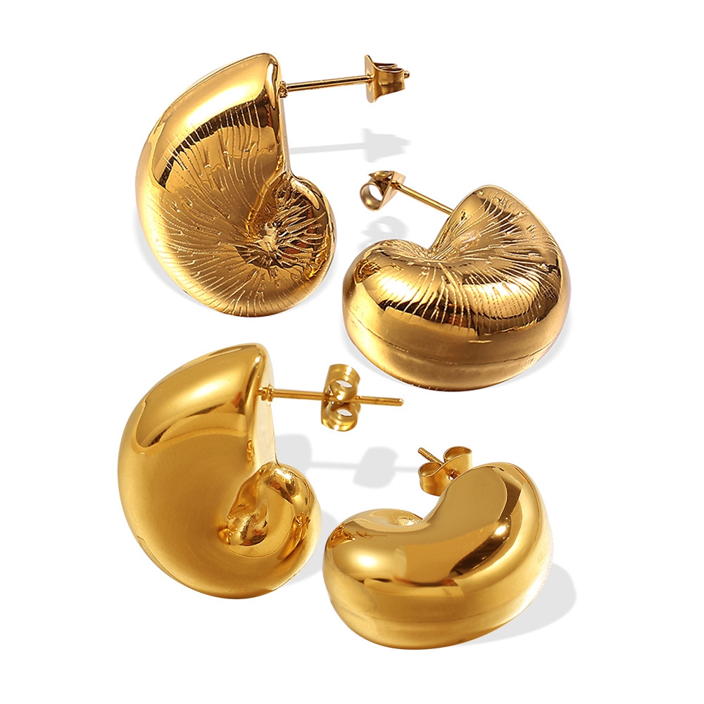 Designer Earring Water Drop Plated 18K gold Hollow Comma Shape Design Stainless Steel Jewelry