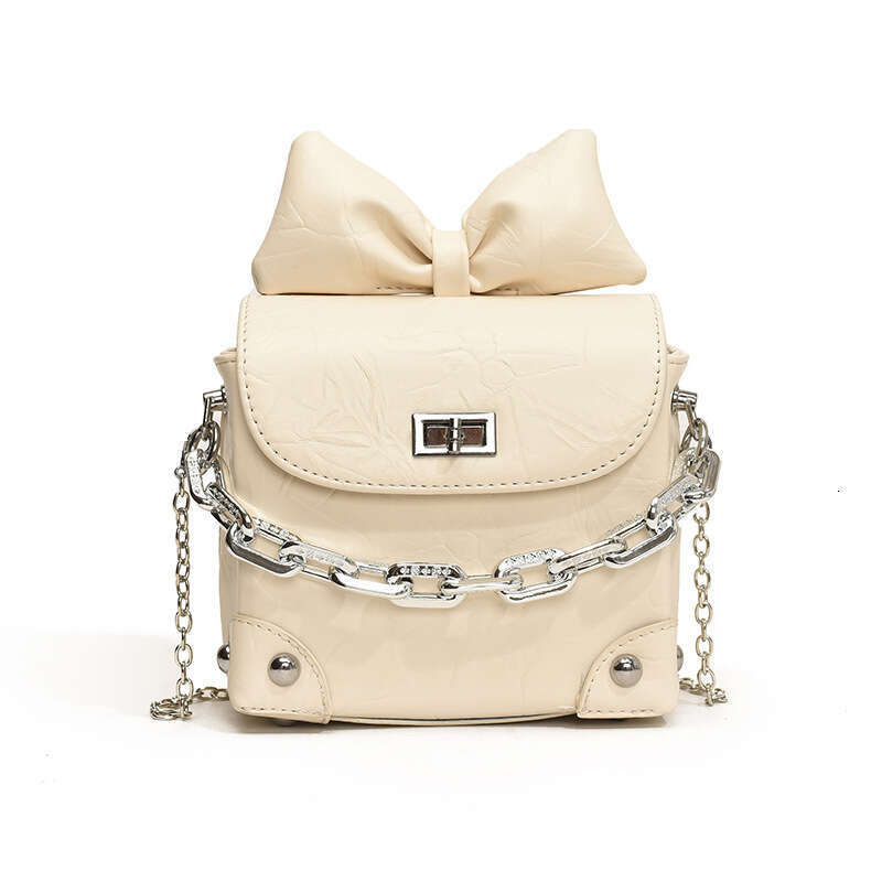 Crossbody Trendy Mini for Women New Solid Color Bow Chain Handbag Small Square Shoulder Bag