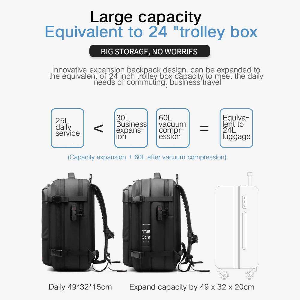 Travel Vacuum Compression Large Capacity inch Laptop Expanded Hiking Outdoor Backpack Sports Fashionable and breathable Top designer style