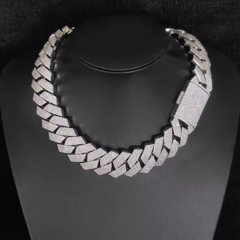 Diamond Miami Cuban Link Chain 6mm-20mm Width Hip Hop Jewelry Silver 925 White/Yellow/Rose Gold Moissanite Cuban Link Chain
