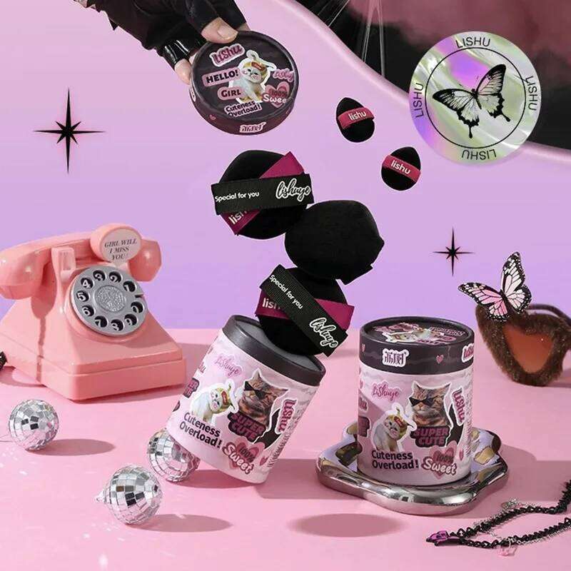 Lishu 5pcs Black Foundation Loose Powder Puff Veet Cosmetic Blender Sponge Details Makeup Applicator X250717