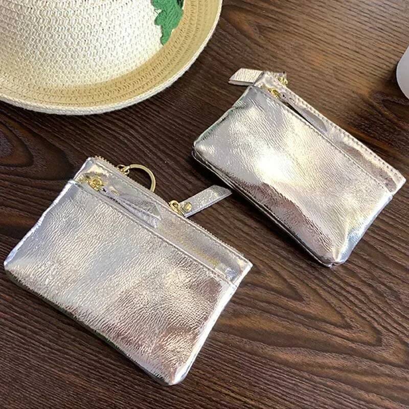New Mini Clutch Coin Purse Genuine Leather Wallet Women Credit Card Cash Holder Small Money Bag Female Zipper Storage Pouch Bags