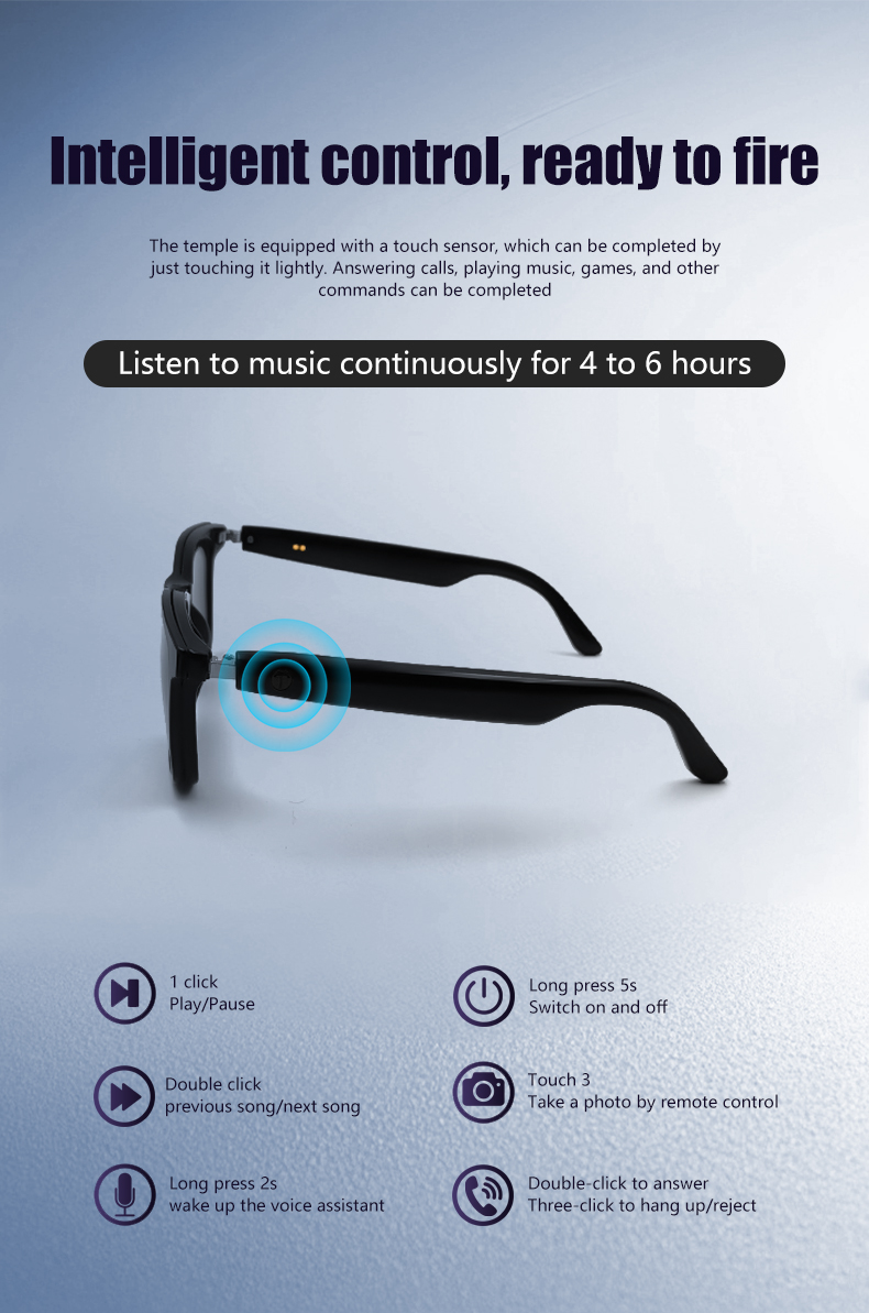 Smart glasses Bluetooth call voice assistant music listening glasses smart sports polarized sunglasses men anti-blue light designer sunglasses for wom