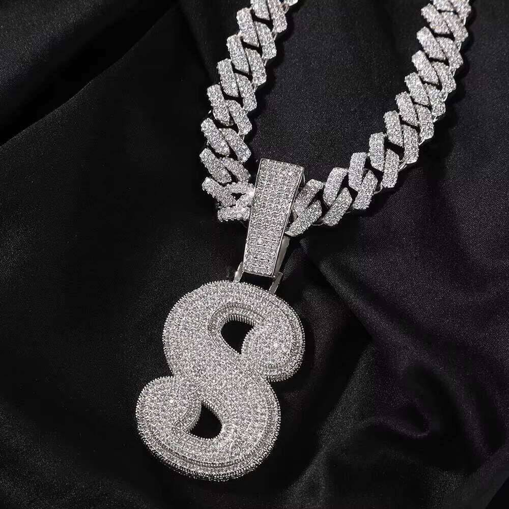 High Quality Full Dias Letter Initial Name M Jewelry Personalized Custom Hiphop Pendant Necklace