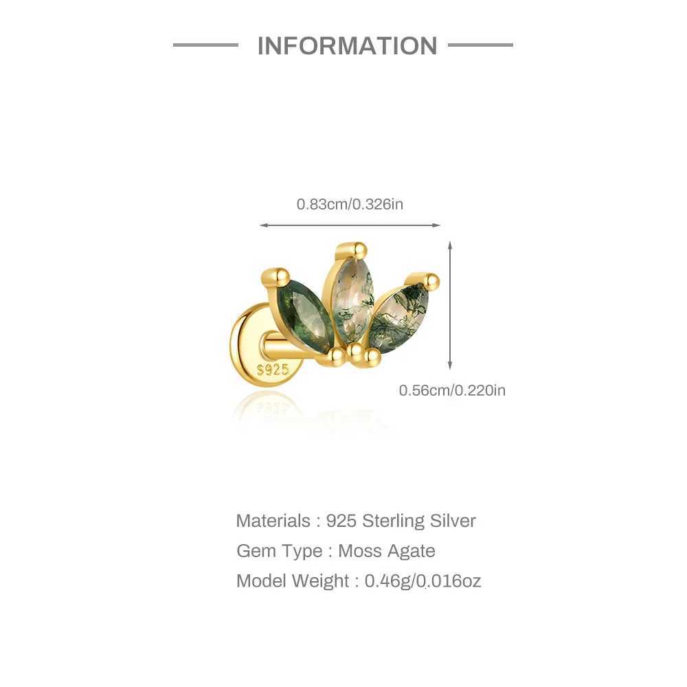 CANNER 1PC Natural Water Grass Horse Eye Zircon 925 Sterling Silver Piercing Earrings For Women Ins Simple Green Moss Earring y250715